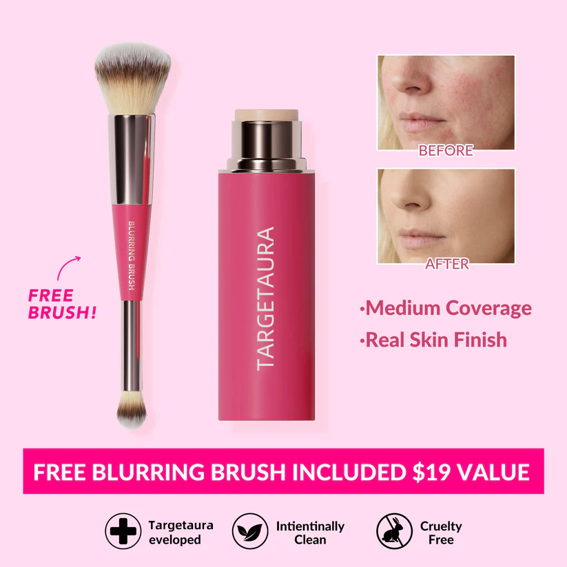 Targetaura Final 6 hours 70% off:🌸 Peptide Blur Stick Foundation with Brush